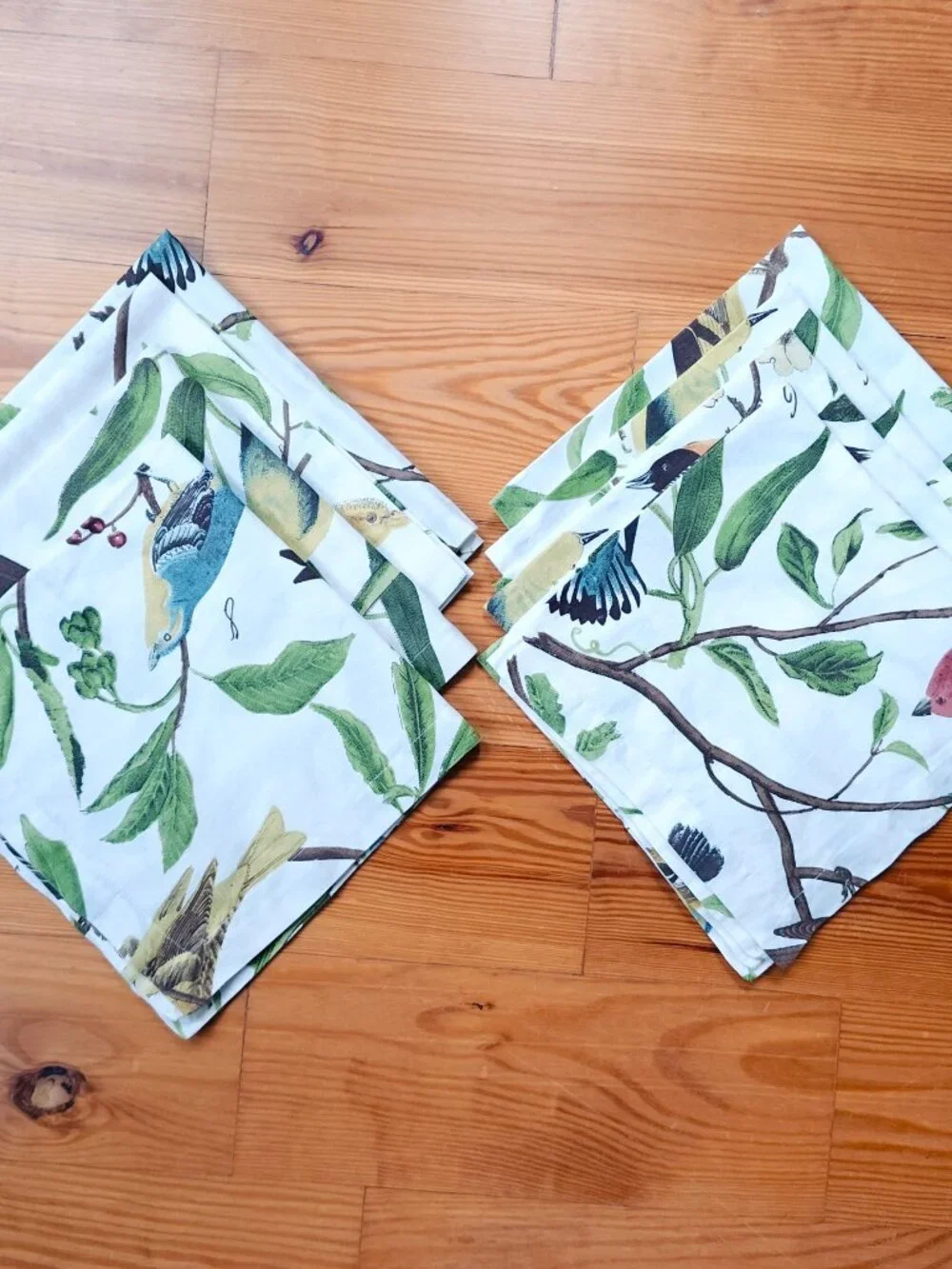 Pottery Barn Nola Songbird Napkins Set of 8 Cotton Linen 20x20 Colorful Botanic